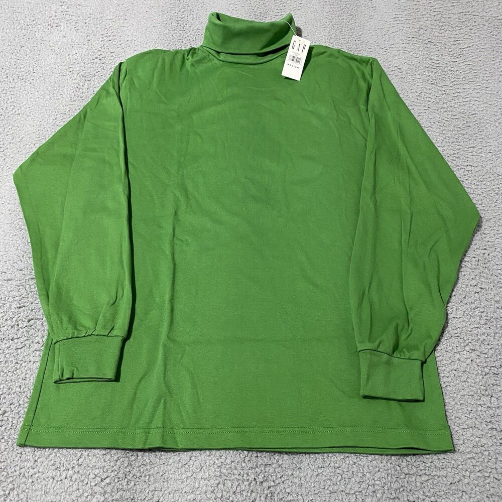 Vintage Gap Turtle Neck Shirt Mens Medium Green Long Sleeve Y2K Minimalist NEW